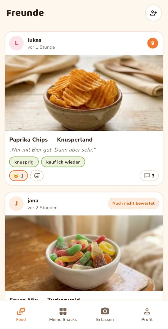Der Feed: was deine Freunde bewertet haben und gerade probieren