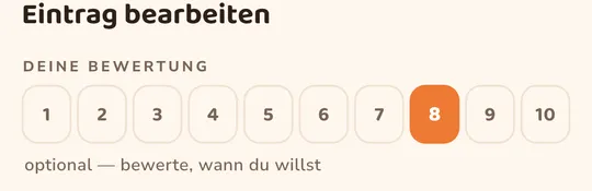 Bewertung von 1 bis 10, 8 ausgewählt