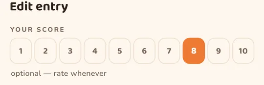 Score from 1 to 10, 8 selected